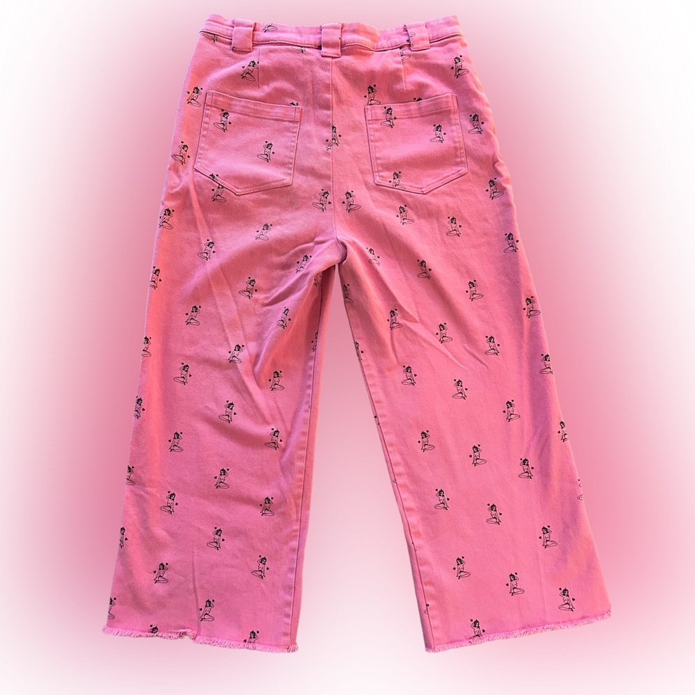 Lazy Oaf x Kita Pink Cropped Pinup Girl Utility Pants - Picture 2 of 6